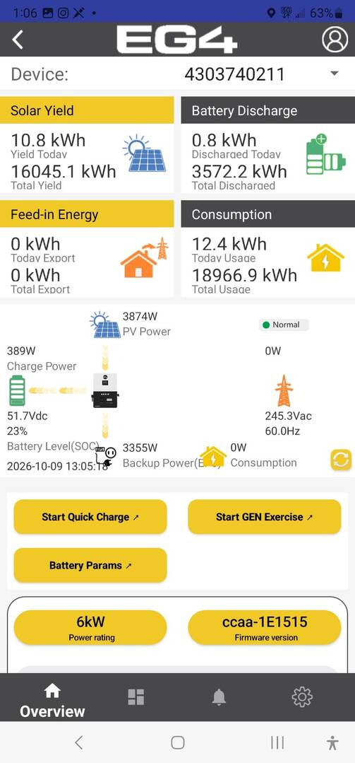 Other inverter: 3874W PV and the same firmware.